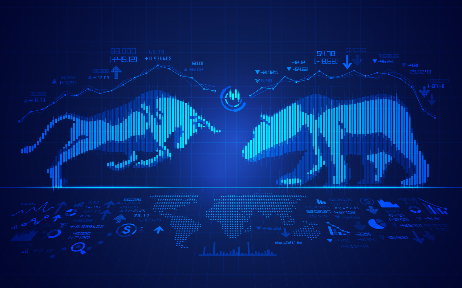 Blue bear and bull concept