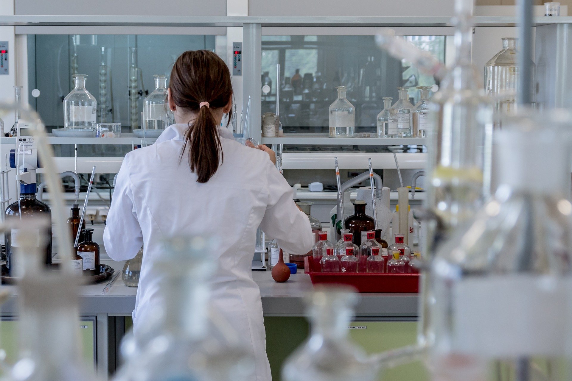 Woman in the laboratory during the COVID-19 pandemic