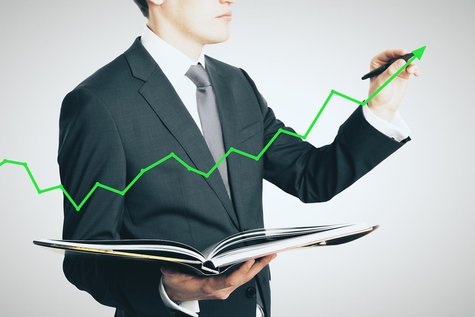 Bullish investor with book