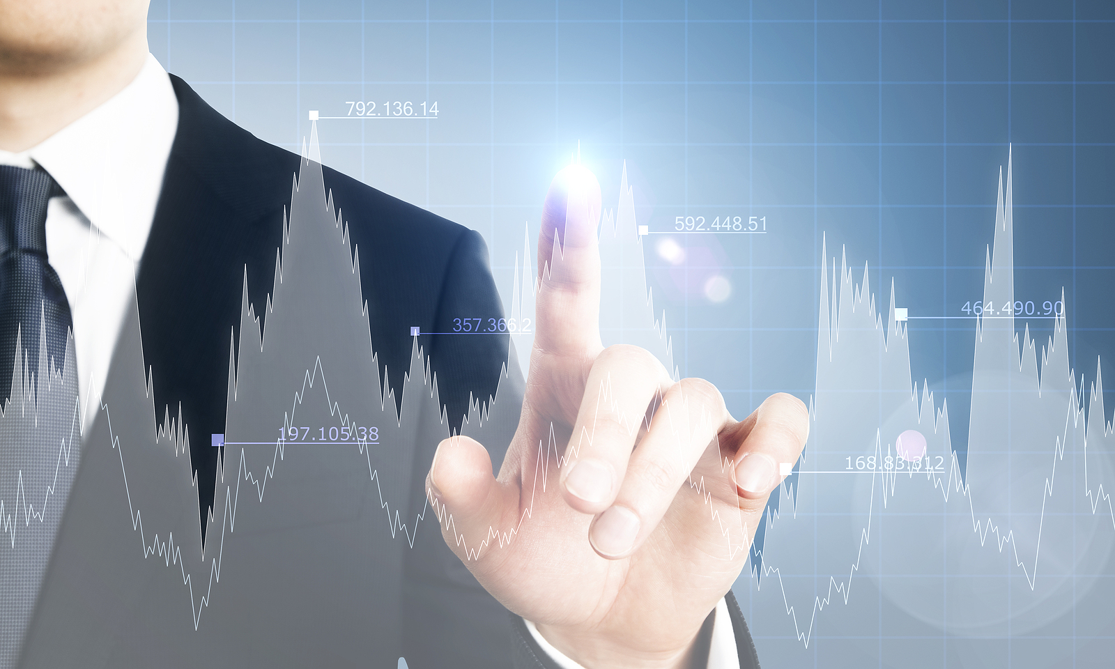 Investor points to price action graph
