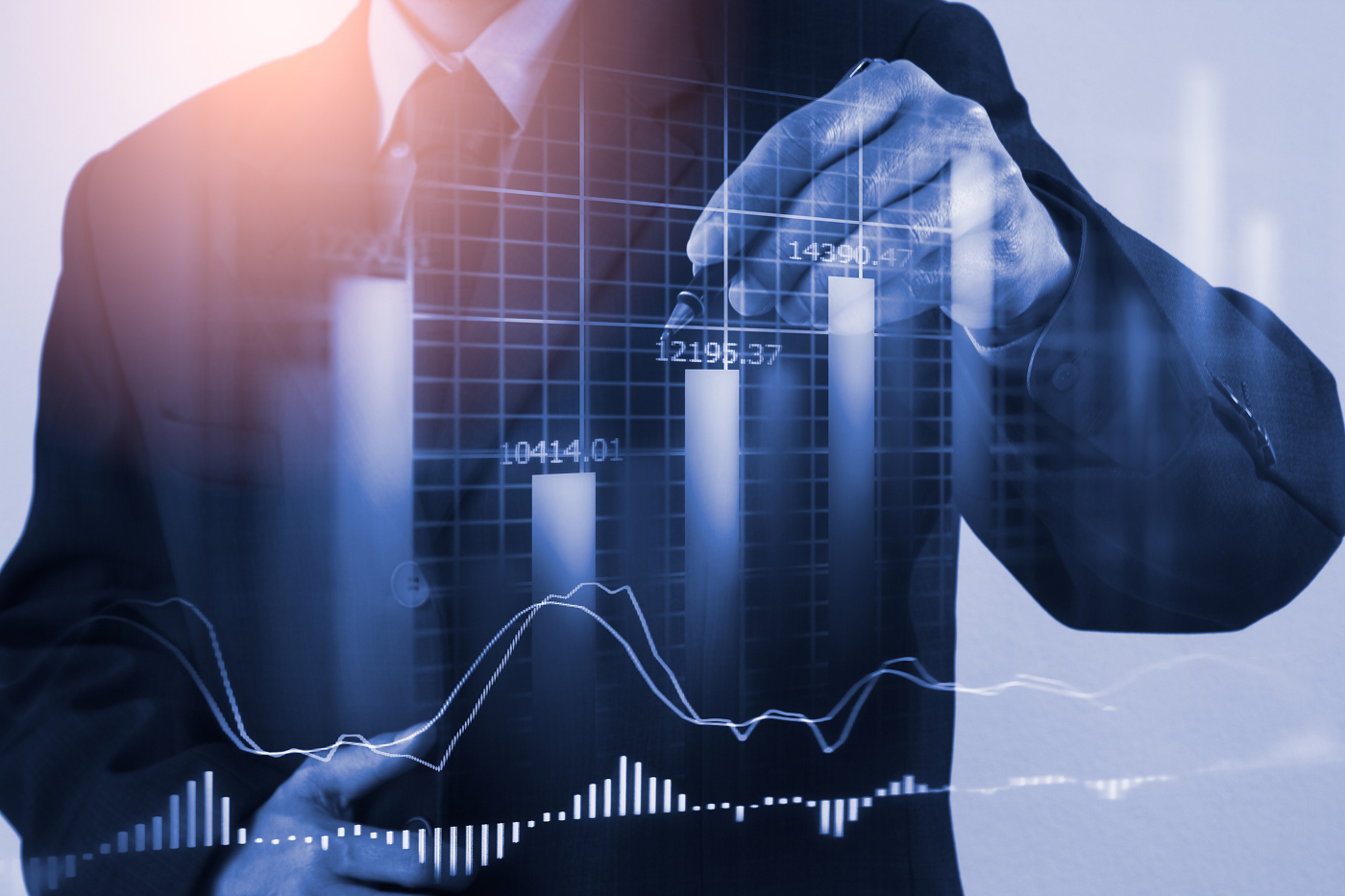 Investors analyze stock price chart