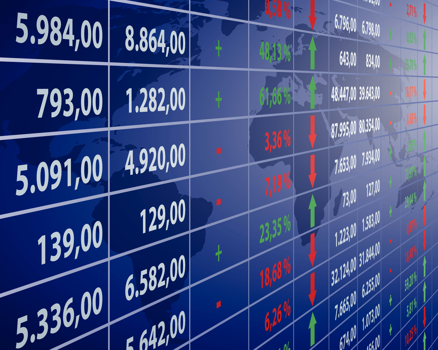 Stock market ticker, share prices, stock market, investing, trading
