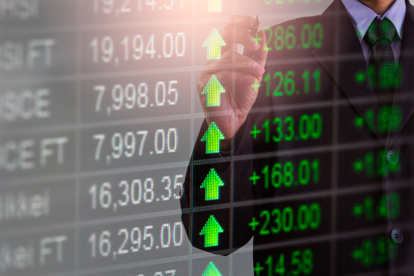 Stock market ticker, share prices, stock market, investing, trading