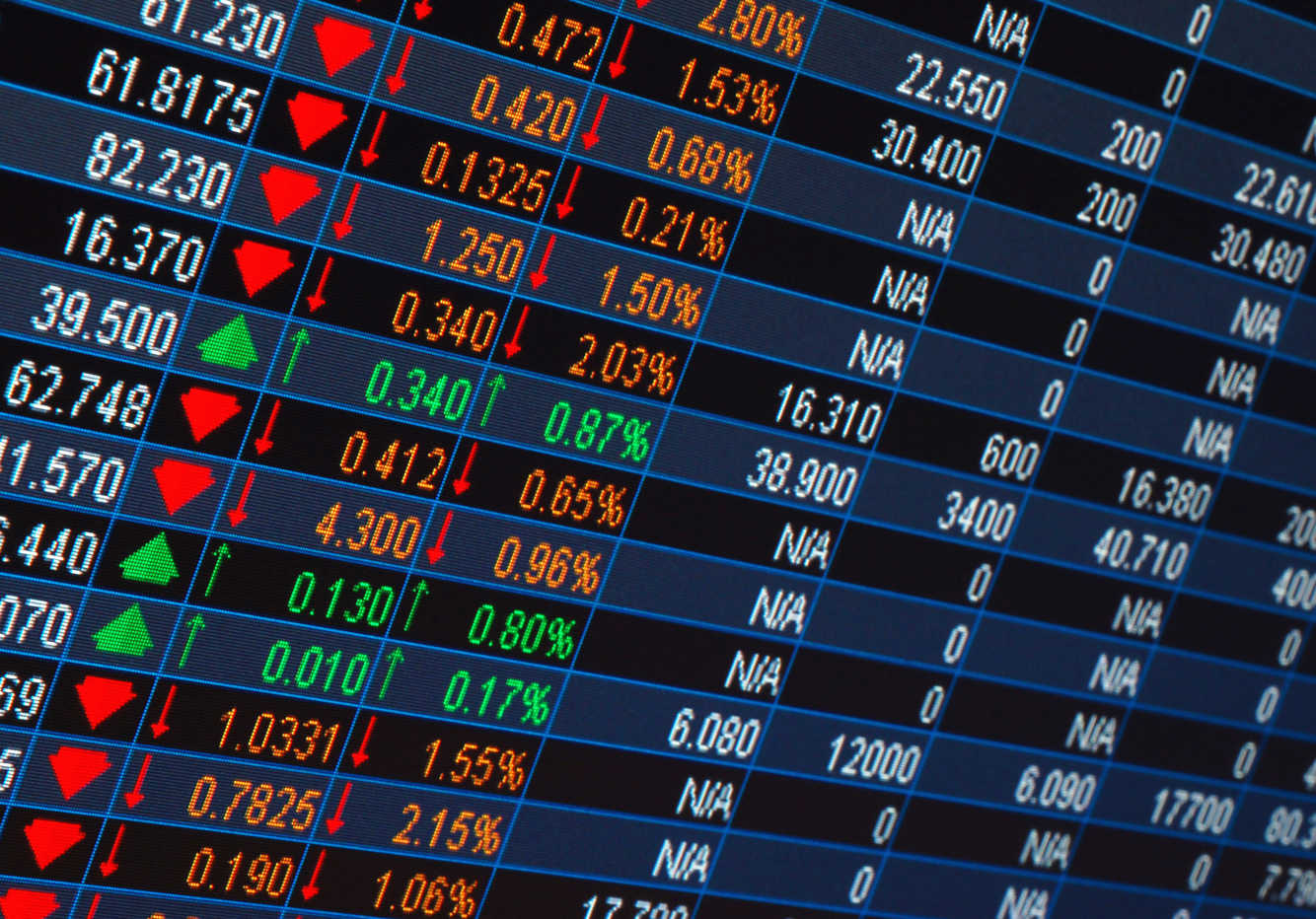 Stock tickers, stock prices, stock market, investing, trading